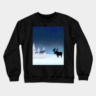 Northern Lights Wapiti and Moose Crewneck Sweatshirt